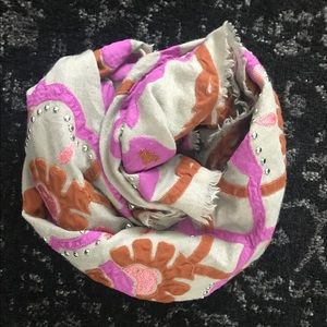 Cashfeel embroidered and studded scarf